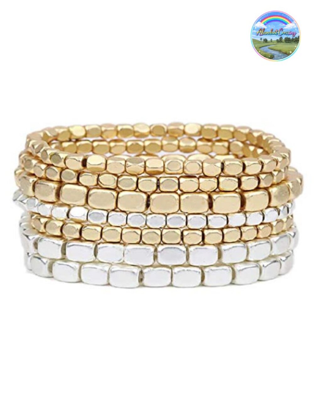 Chunky Nugget Multi-Strand Stretch Bracelet Set Beaded Stack for Women